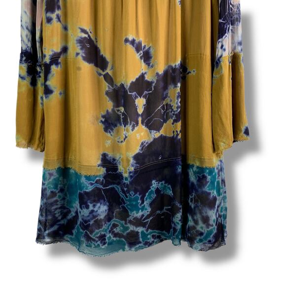 Raquel Allegra Tie Dye Silk Mini Dress Size 2 Babydoll Tent - Picture 3 of 10